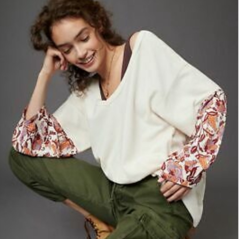 Anthropologie Annette Floral Thermal Long Sleeved Top